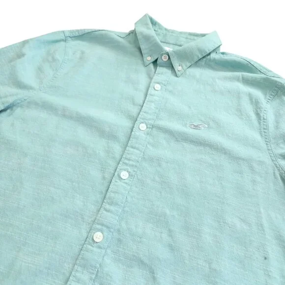 Hollister Aqua Blue Short Sleeve Shirt - Men's Size S - Picture 5 of 8